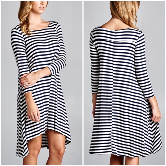 ▪️LAST ONE▪️B&W Striped Mini Dress Tunic Top Large - Picture 2 of 3
