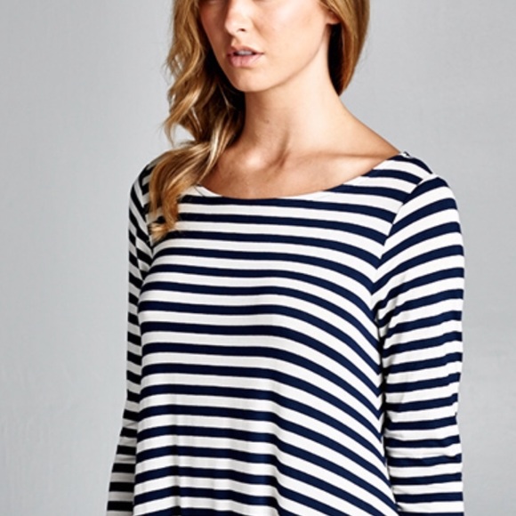 ▪️LAST ONE▪️B&W Striped Mini Dress Tunic Top Large - Picture 3 of 3