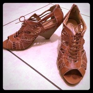 Brown leather heels