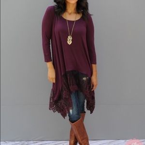 ⬇️✨PRICE DROP! Adalay Burgundy Lace Tunic!