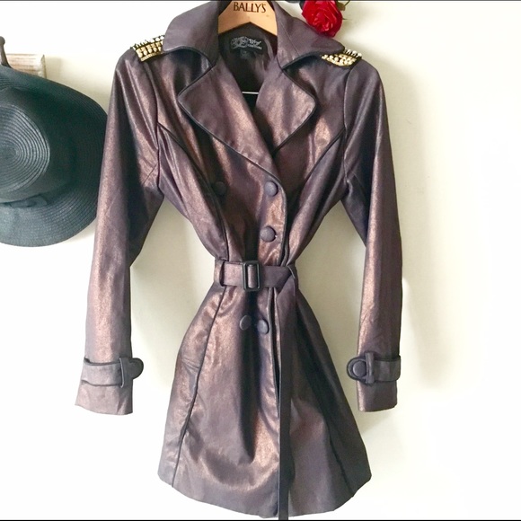 💎🎈GLAMOUR GIRL HP🎈💎METALLIC STUDDED TRENCHCOAT - Picture 2 of 4