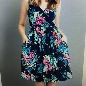 Navy blue & green floral dress SOLD
