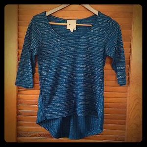 🎈High low top teal silver stripes 3/4 sleeves