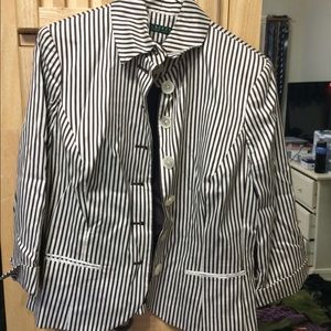 Brown and white striped blazer