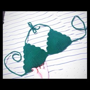 Green bikini top Crocheted