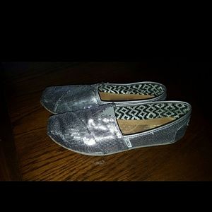 Toms silver glitters size 10