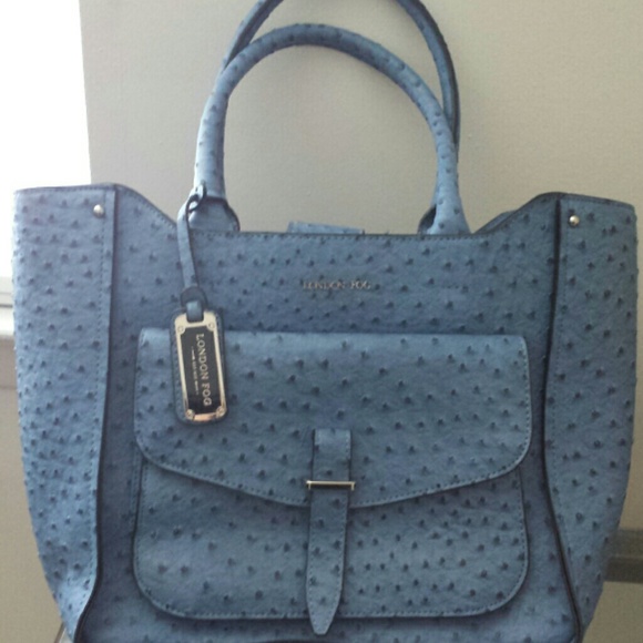 London Fog Faux Ostrich Tote