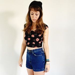 American Apparel High Waisted Shorts in Dark Denim