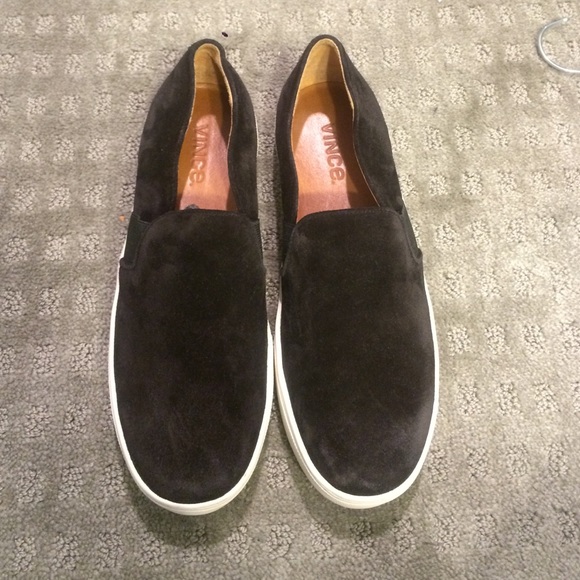 Vince black suede slip on 8.5