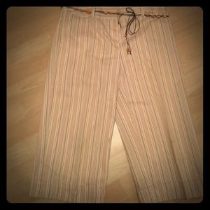 Orange pinstripe capris with belt!