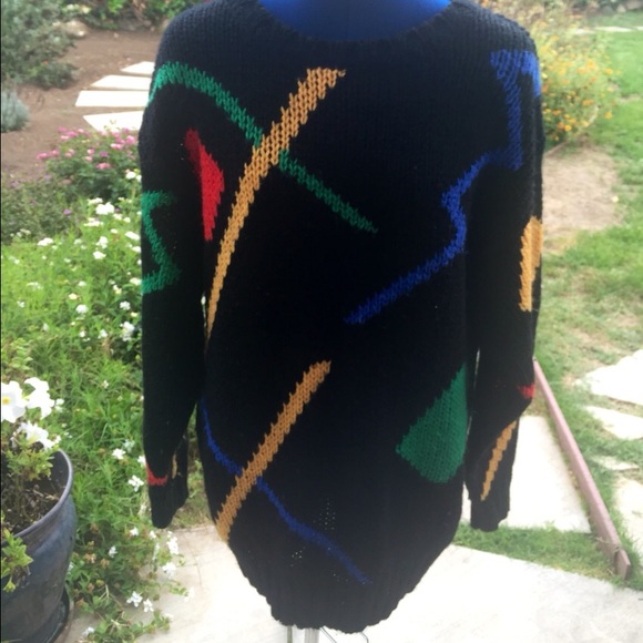 SOLD Geometric Black Multi Colored Shapes Sweater