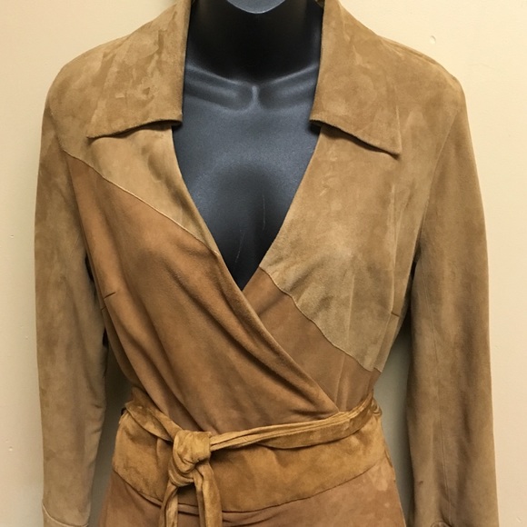 DVF tan suede wrap dress - Picture 2 of 5