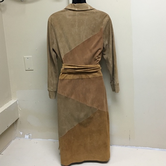 DVF tan suede wrap dress - Picture 3 of 5