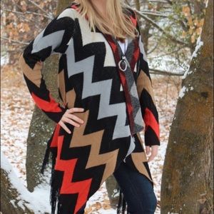 Chevron print cardigan.