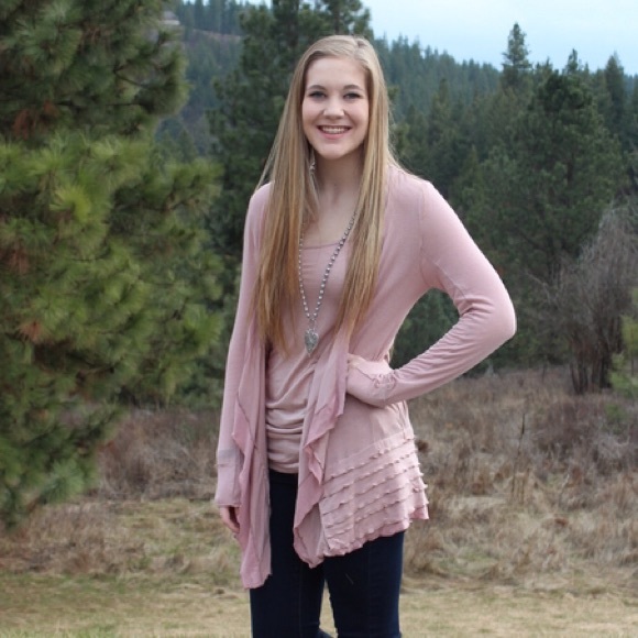 Monoreno Sweaters - Dusty Rose Cardigan and Tank