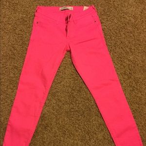 Hot pink skinny jeans