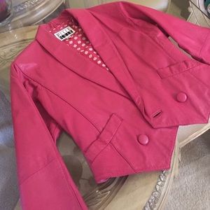 Fuchsia faux leather jacket
