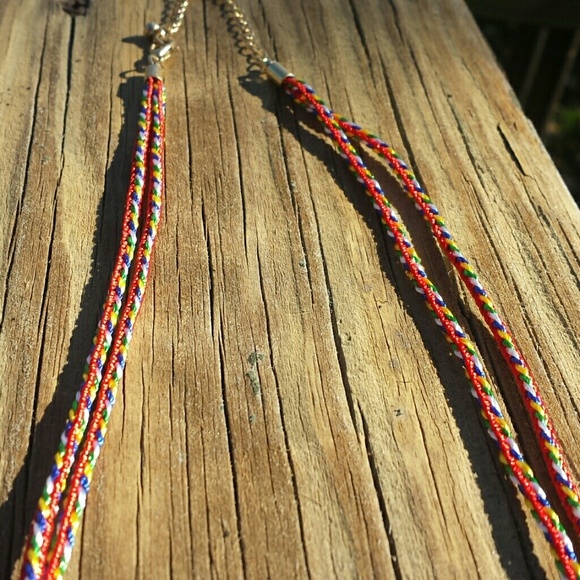 Colorful Aztec gold rope necklace - Picture 3 of 4