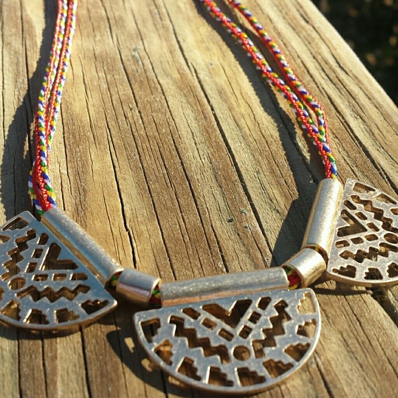 Colorful Aztec gold rope necklace - Picture 4 of 4