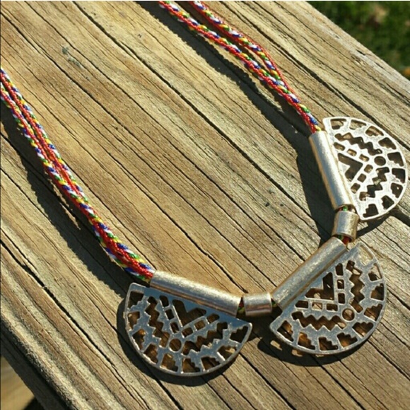 Colorful Aztec gold rope necklace - Picture 2 of 4