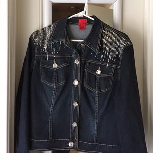 V Christina denim jacket with crystal details!