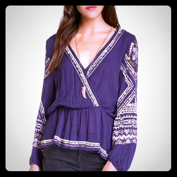 Free People "Stitch Up Your Heart" Peasant Blouse