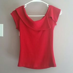 Red cap sleeve sweater