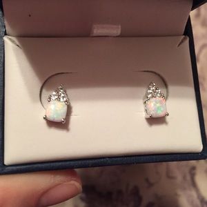 Beautiful opal and white sapphire earrings