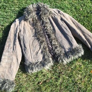 Olive green leather coat