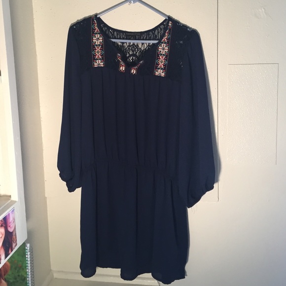 Navy Blue w/ stitched neckline dress/tunic.