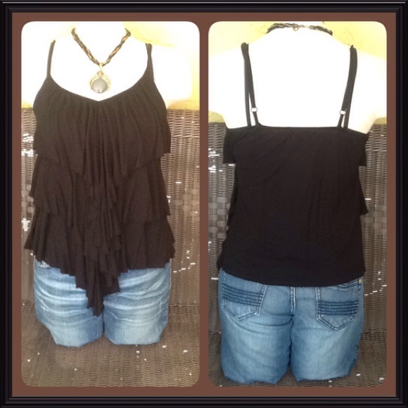 2/$8 Black Layered Flowy Top