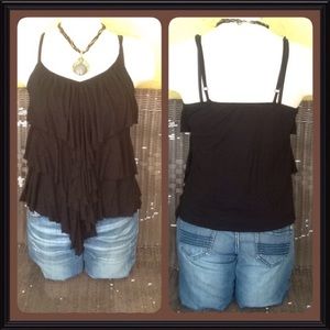 2/$8 Black Layered Flowy Top