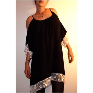 Black Shift Dress with Lace Detail