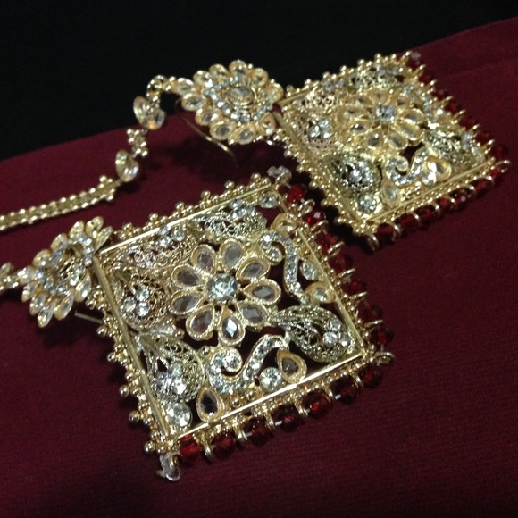 Indian gold plated bridal set 5 pieces - Picture 2 of 8