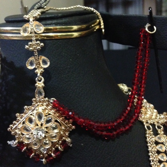 Indian gold plated bridal set 5 pieces - Picture 3 of 8