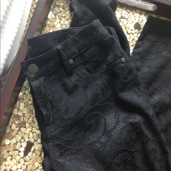 Genetic Denim Pants - Genetic Denim black "The Shane" w/ lace detail