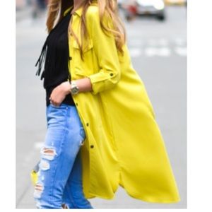 Long yellow cardigan, size small,slightly stretchy