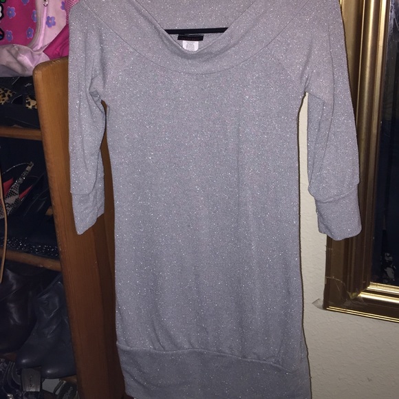 Silver Sparkle Sweater Dress
