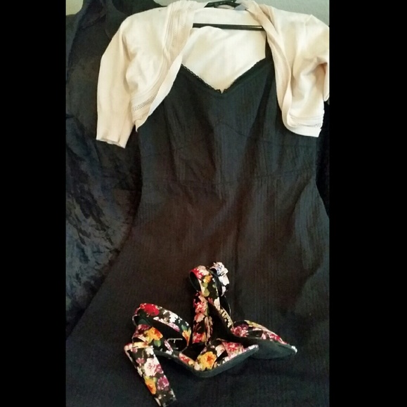 CHIC J CREW Black Tea Length Midi Cocktail Dress