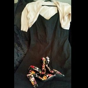 CHIC J CREW Black Tea Length Midi Cocktail Dress