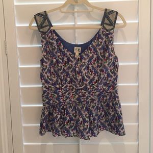 Anthropologie top with beaded shoulder