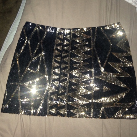 Black and gold sequin skirt