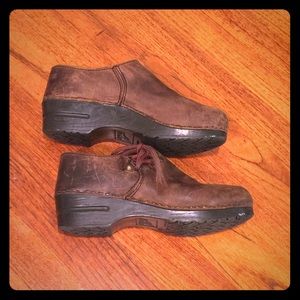 Dansko brown leather clogs