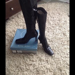 Nine West knee high heeled black boots