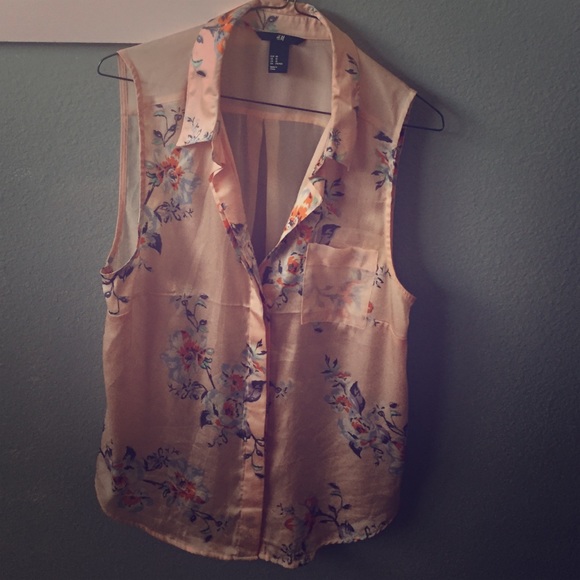 Pale pink floral button up