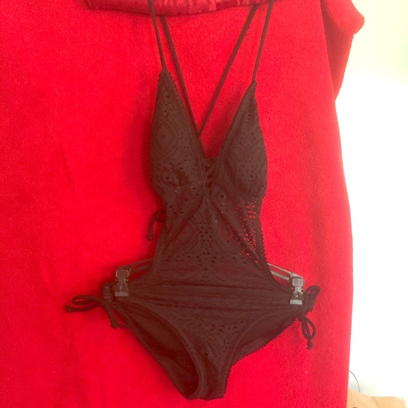 Black crochet monokini