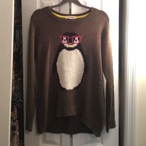 Oversized Olive Penguin Sweater