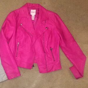 Pink leather jacket