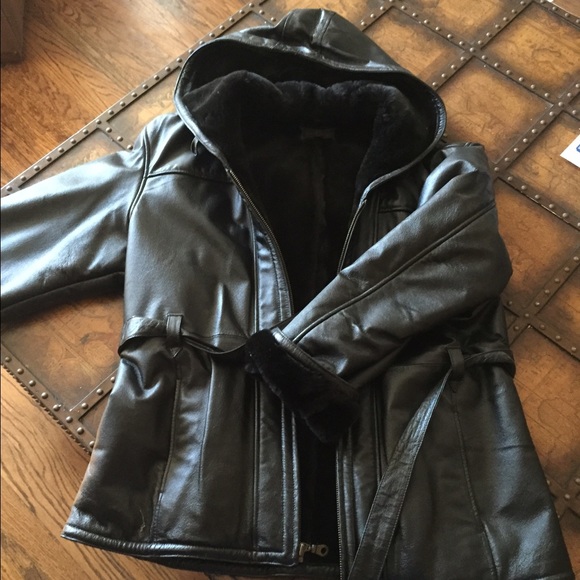 Wilsons leather heavy fur inside leather coat