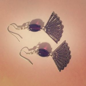 Handmade costume fan earrings